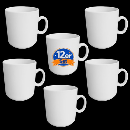 12x kaffeebecher 300ml weiß - kaffeebecher,