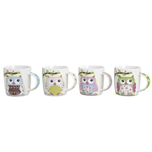 Becher eule porzellan set - porzellan, 4